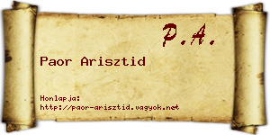 Paor Arisztid névjegykártya